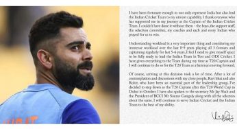 Kohli to step down as India’s T20 captain after this year’s world cup