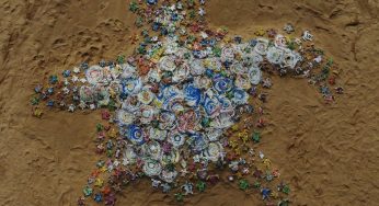 Art work on Puri beach spreads awareness on plastic menace in sea water
