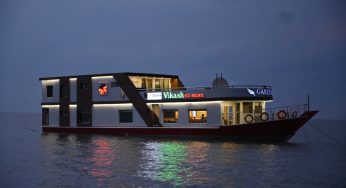 Luxury houseboat ‘Garuda’ sails in Barkul, Chilka lake