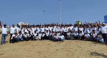 Youths in Gopalpur clean the beach to mark World Water Day