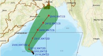 Cyclone Hamoon brewing over Bay of Bengal