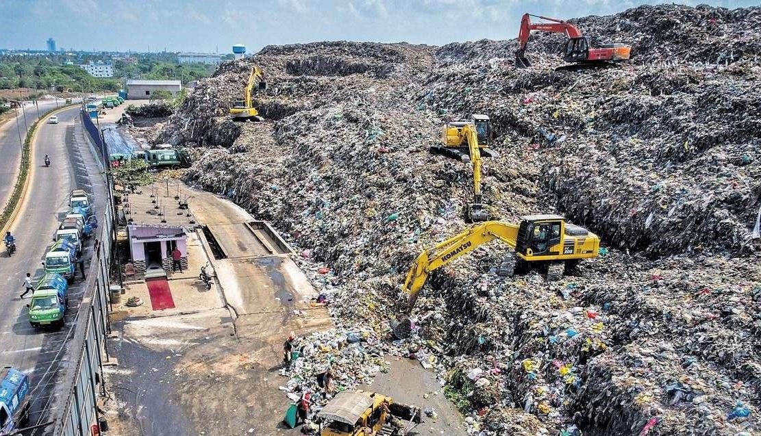 BMC Initiates Waste Processing Measures at the Dumping yard Near Sainik School