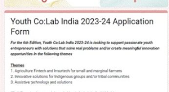 Youth Co:Lab National Innovation Dialogue 2023-2024 Opens Applications for Youth-led Social Start-ups in India