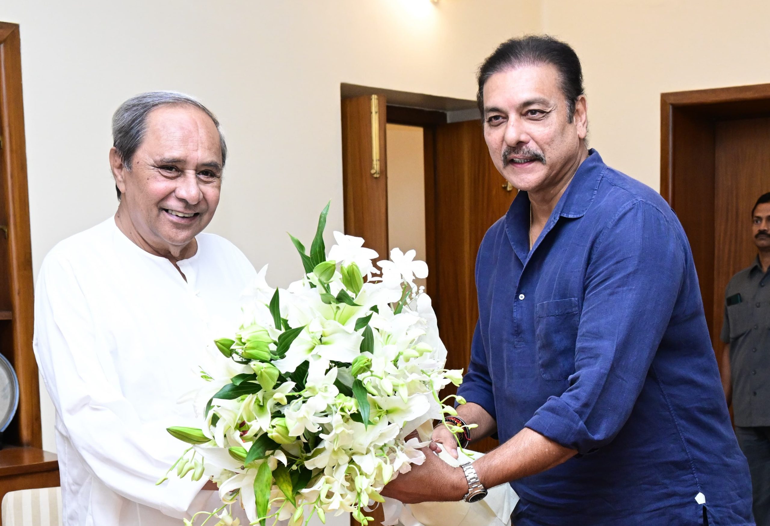 Former Indian Cricketer Ravi Shastri Meets Odisha CM Naveen Patnaik