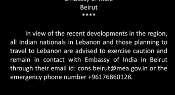 Indian Embassy in Beirut Issues Travel Advisory Amid Rising Tensions