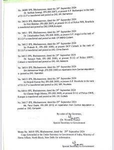 Major IPS Reshuffle in Odisha: Over 55 Officers Transferred, SDD Singh is New Police Commissioner of Cuttack-Bhubaneswar