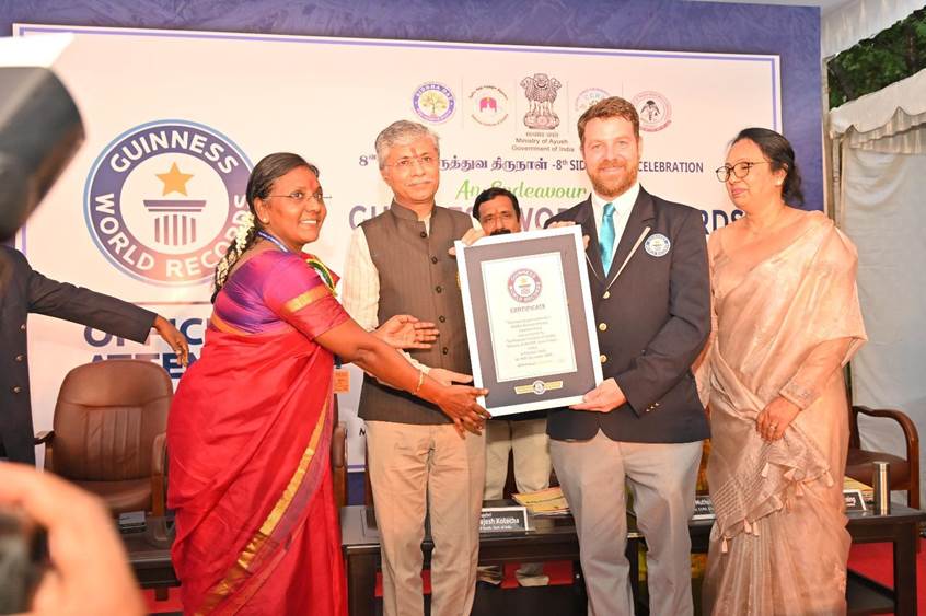 National Institute of Siddha Sets Guinness World Record with Mass Varmam Therapy Event