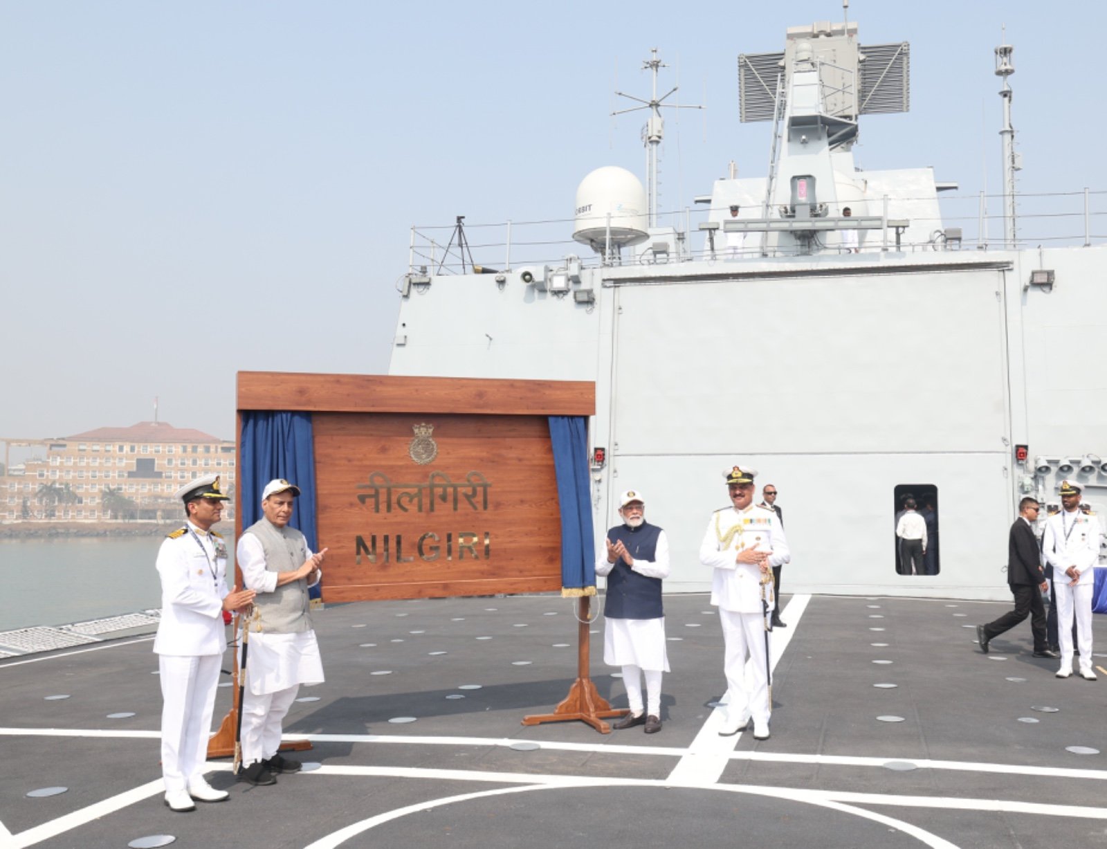 PM Modi Commissions INS Surat, INS Nilgiri, and INS Vaghsheer at Naval Dockyard
